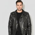 Black Sheep Leather Furry Biker Jacket