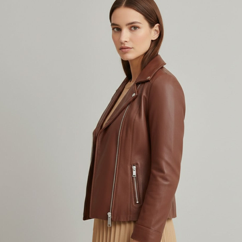 Brown Premium Cow Leather Biker Jacket