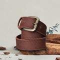 Brown Stitched Leather Belt – Buffalo Hide