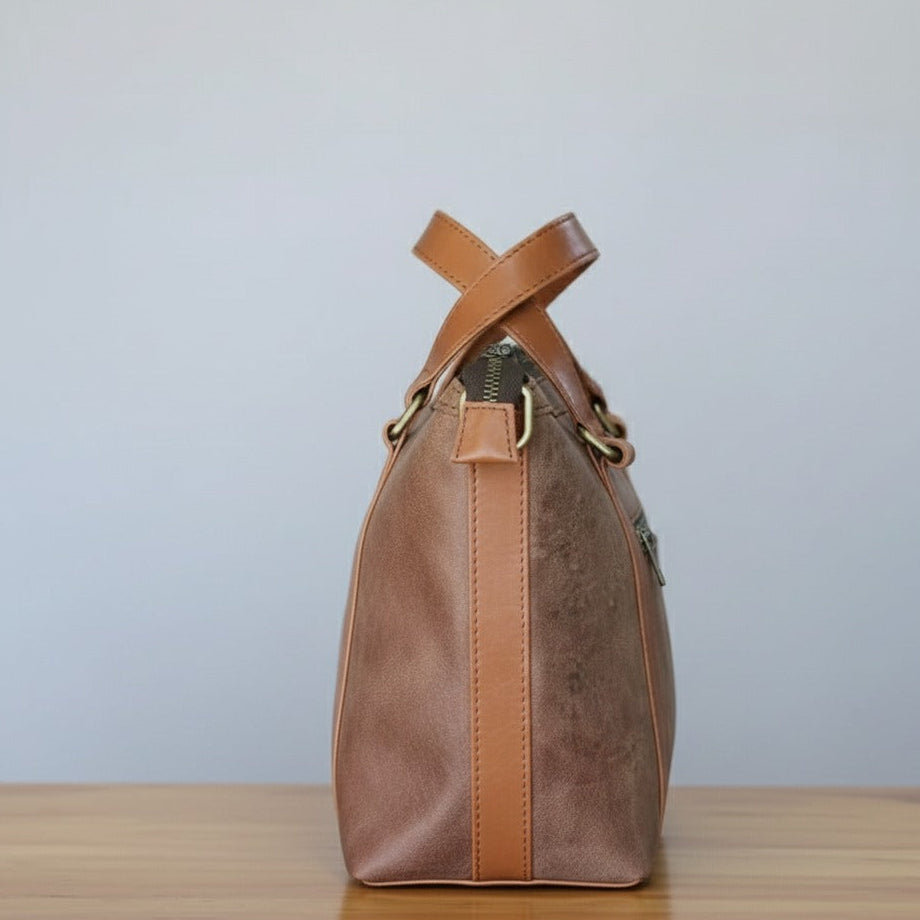Classic Brown Cow Hide Handbag