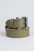 Classic Olive Green Leather Belt 1.5 Inches