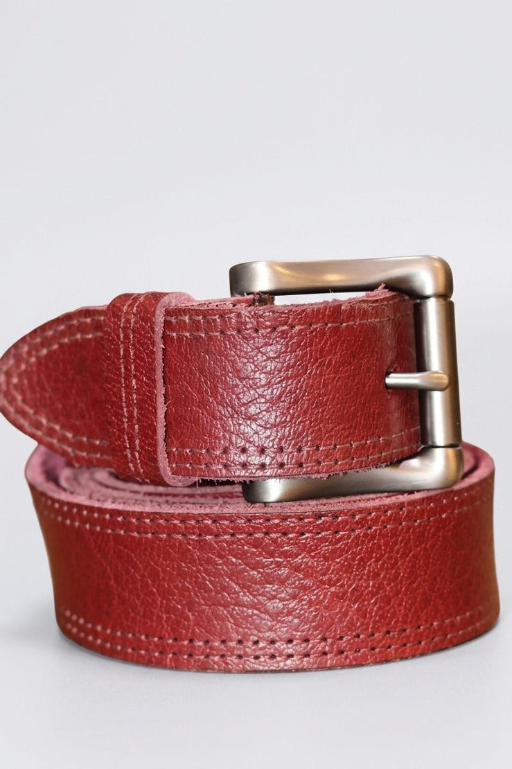 Classic Red Leather Belt 1.5 Inches