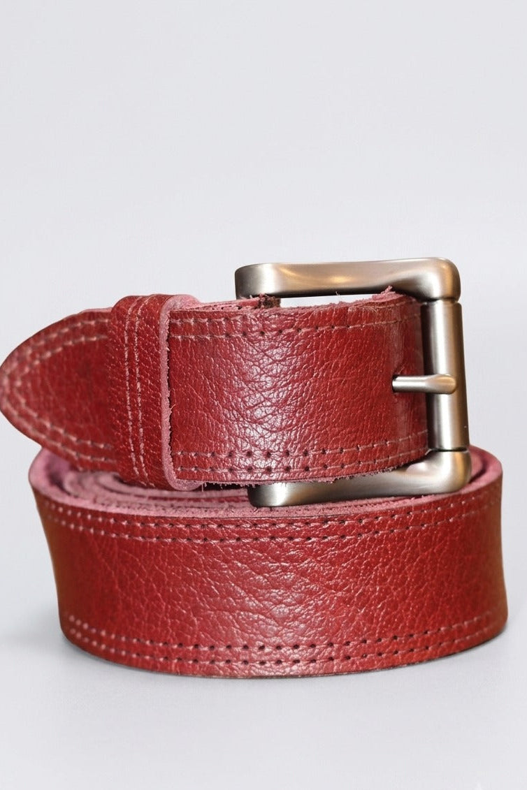 Classic Red Leather Belt 1.5 Inches