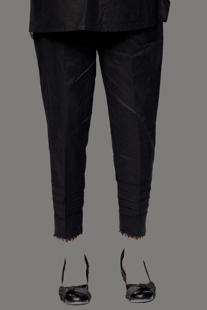 Jet Black Stitched Trouser with five Pleats – 100% Cotton