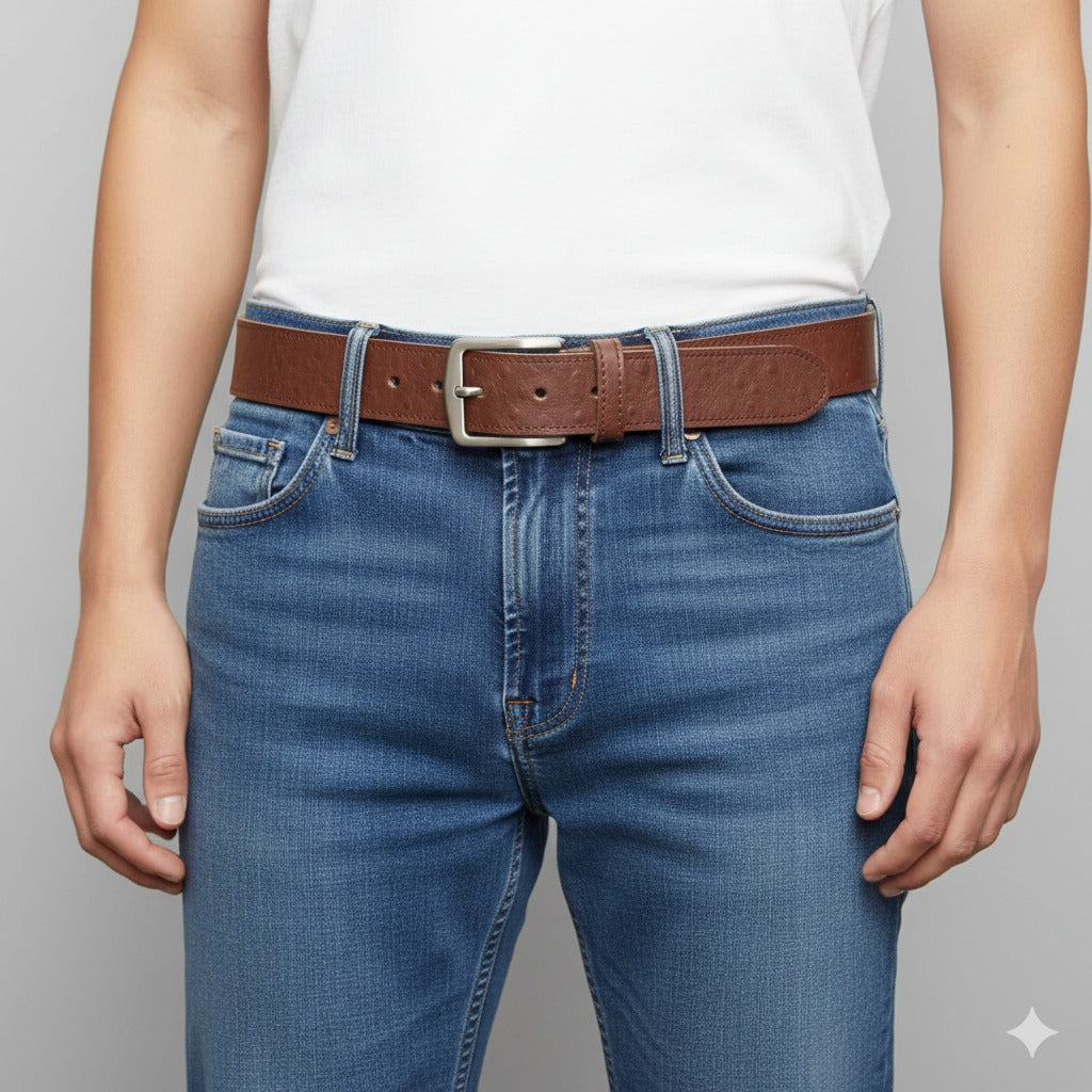 Dark Brown Sheep Leather Texture Belt