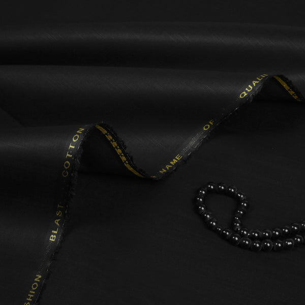 Black Textured Slub Fabric - 100% Pima Cotton - Unstitched
