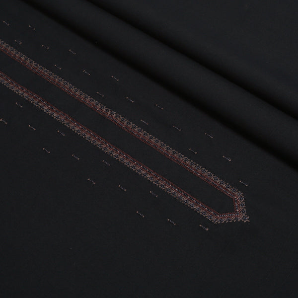 Men Unstitch Textured Slub Embroidered - Black