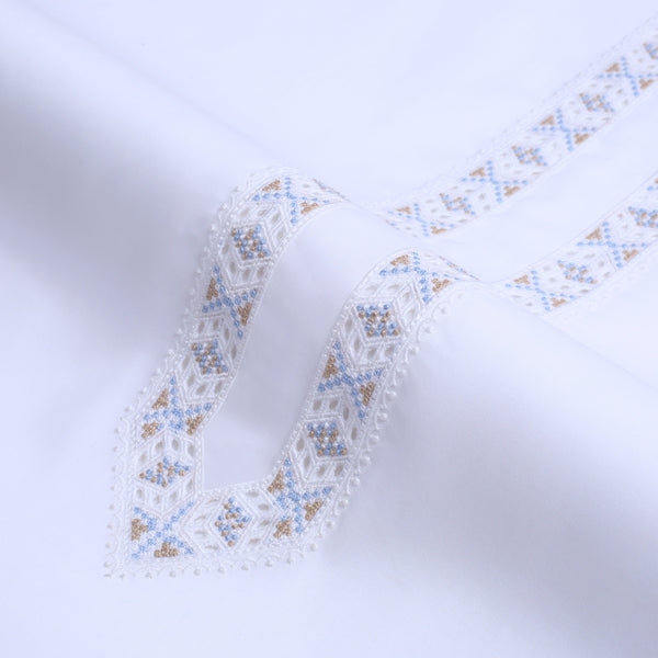 Men’s Off-White Embroidered Kameez Shalwar - Multi-Thread Design