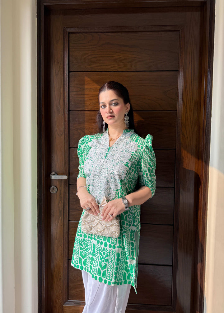 2 Piece Cotton Embroidred Co- Ord Set with Farshi Salwar