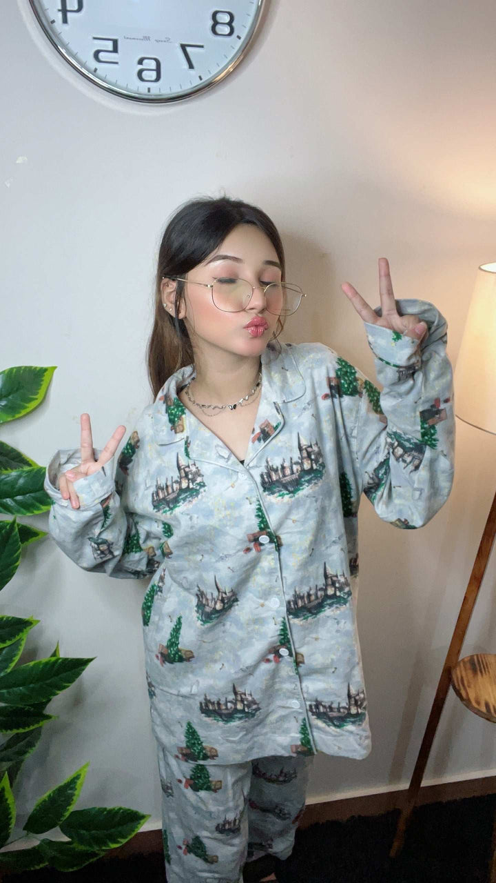 Women Pajama Suit – Castle & Nature Print