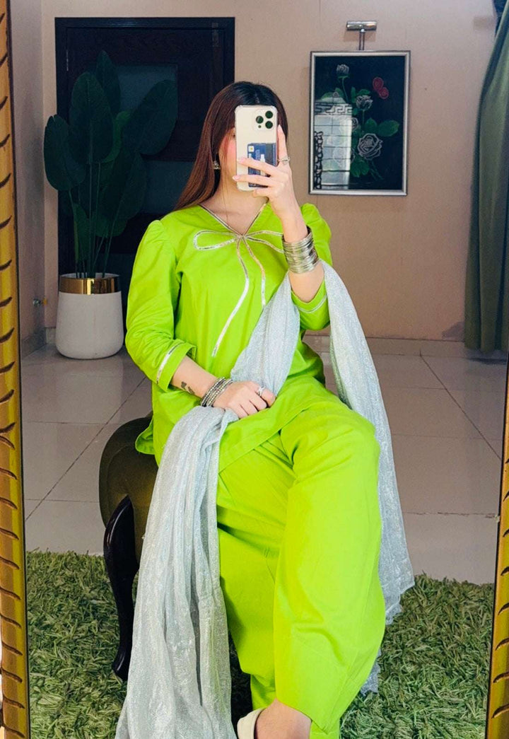 2 Piece Lawn Embellished  Co- Ord Set with Farshi Shalwar