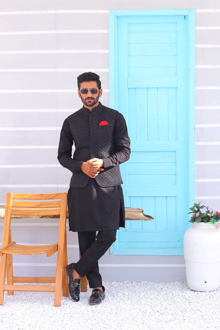 ER WC 1084 Black Stone Waistcoat Edge Republic