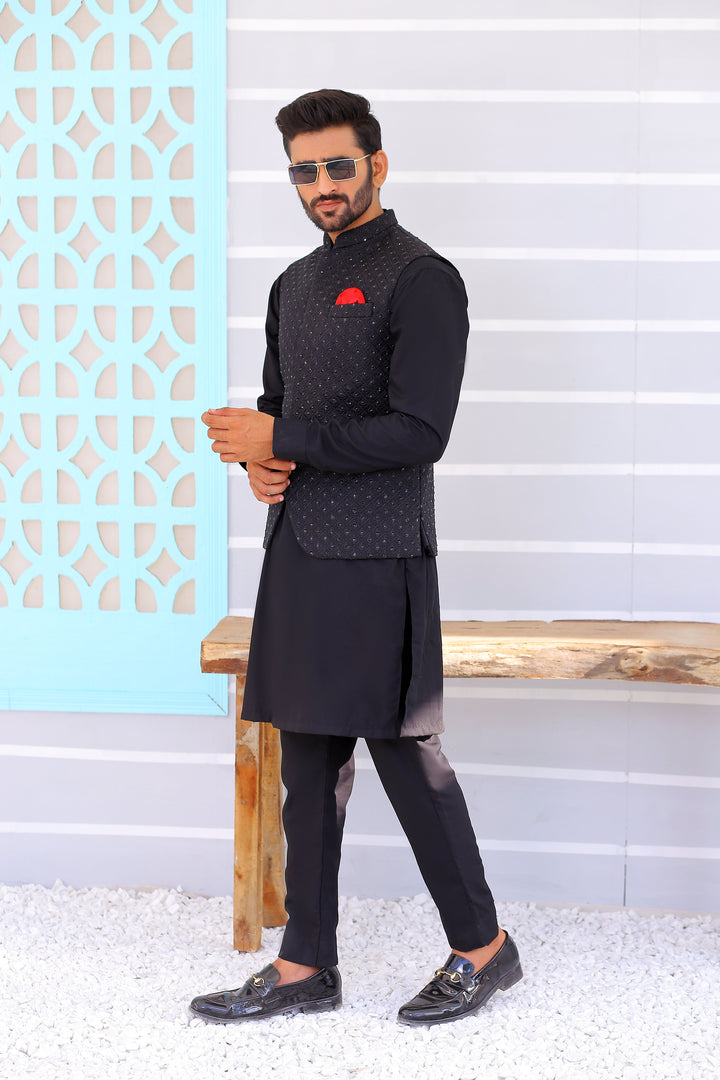 ER WC 1084 Black Stone Waistcoat Edge Republic