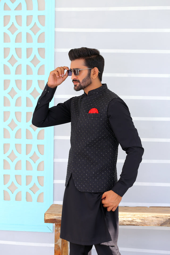 ER WC 1084 Black Stone Waistcoat Edge Republic