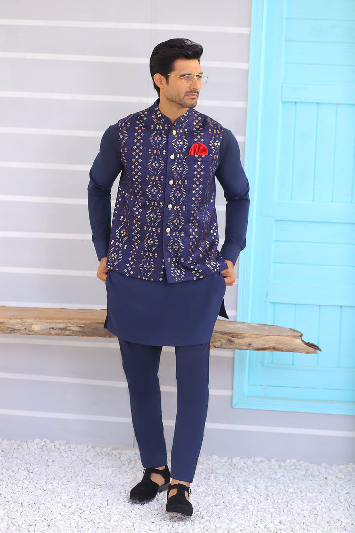 ER WC 1070 Navy Blue Waistcoat For Men Edge Republic