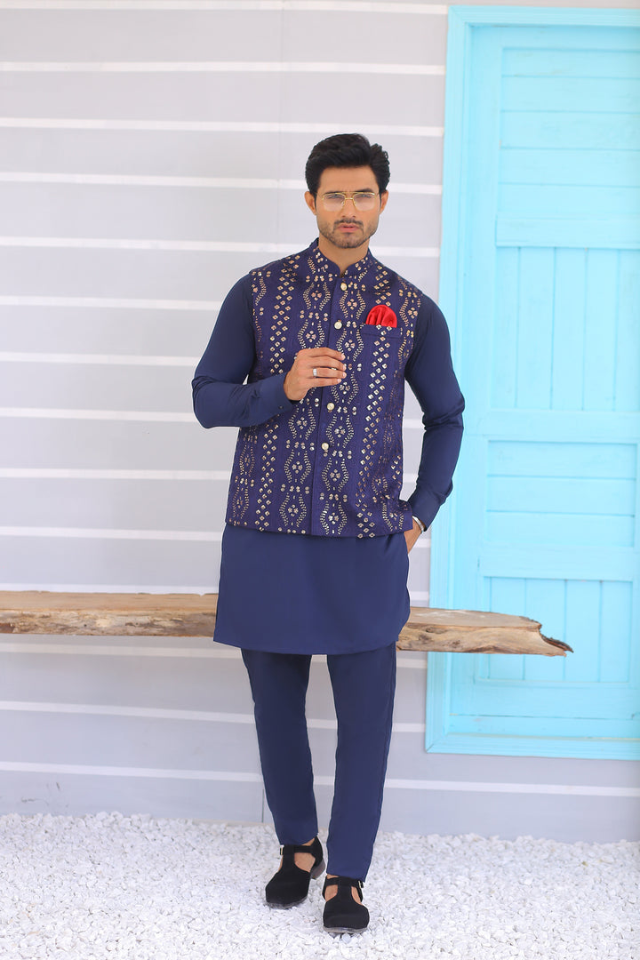 ER WC 1070 Navy Blue Waistcoat For Men Edge Republic