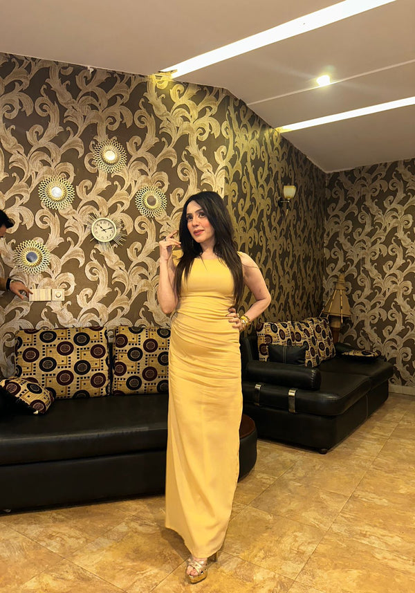 Triple Pleats Long Dress