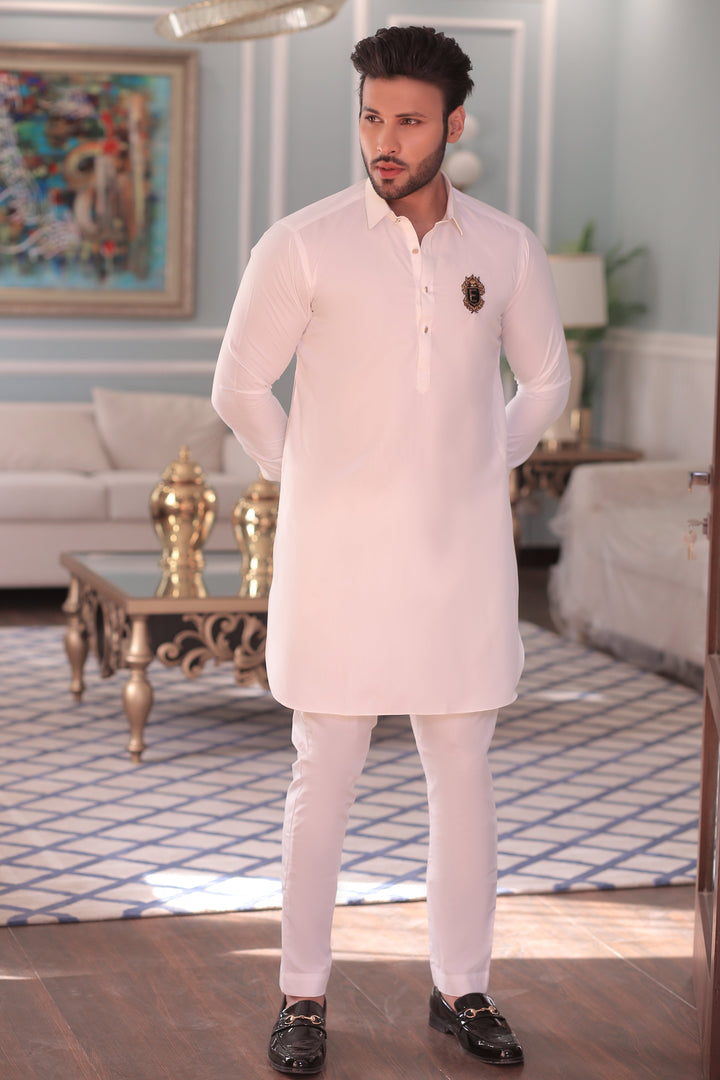 ER 682 White Kurta Pajama Edge Republic