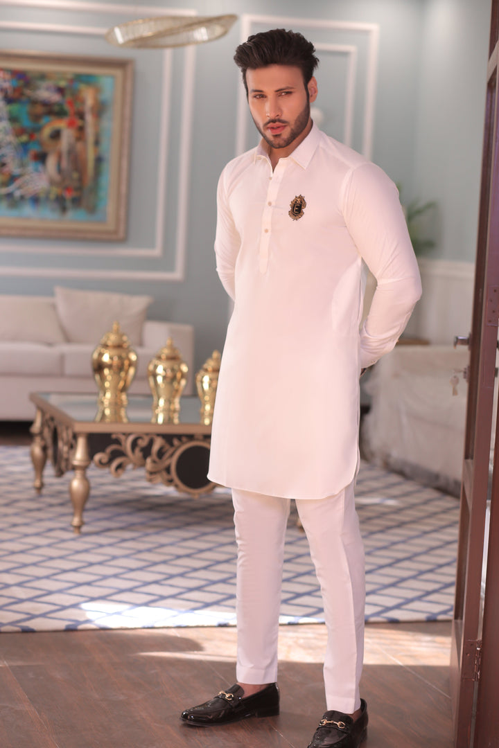 ER 682 White Kurta Pajama Edge Republic