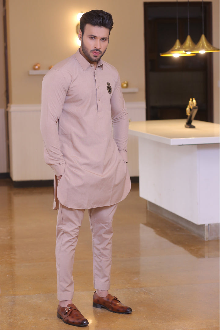 ER 683 Beige Kurta pajama Edge Republic