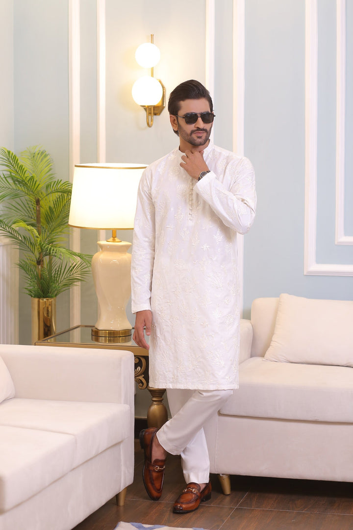 CK 716 White Kurta Pajama Edge Republic