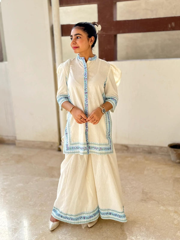2 Piece Cotton Embellished Co-Ord Set with DHAKA PANT