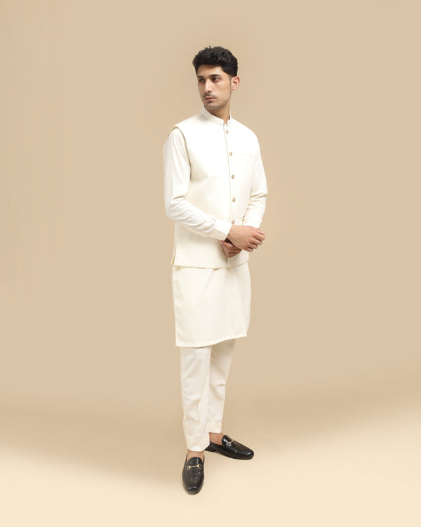 Bosky Kurta Trouser with Blended Waistcoat - Straight Cut - Men