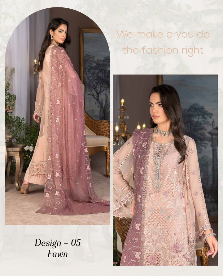 JJ EMBELLISH Luxury Chiyon Collection Vol-06 Design - 05 Fawn Janique Pk