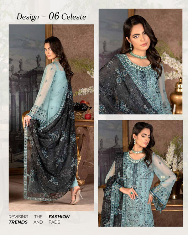 JJ EMBELLISH Luxury Chiffon Collection Vol-06 Design - 06 - Celeste Janique Pk