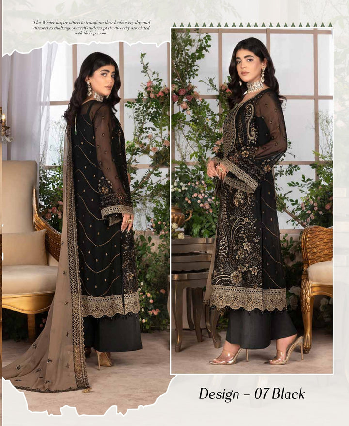 JJ EMBELLISH Luxury Chiyon Collection Vol-06 Design - 07 Black Janique Pk