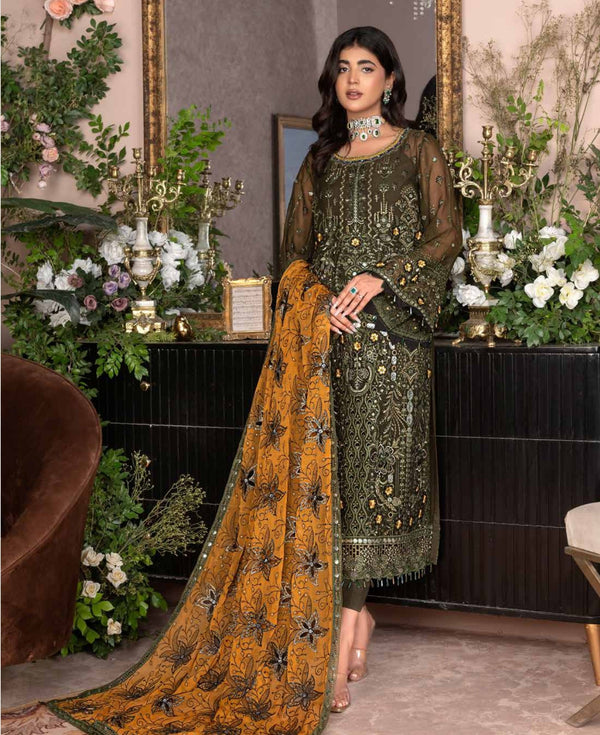 JJ EMBELLISH Luxury Chijon Collection Vol-06 Design - 04 Olive Janique Pk