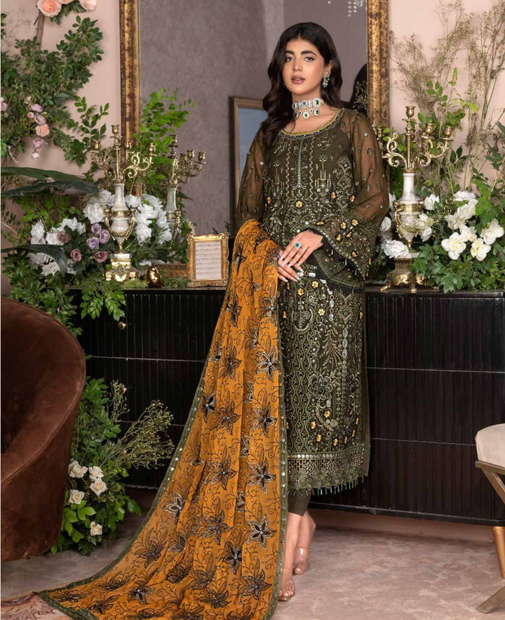 JJ EMBELLISH Luxury Chijon Collection Vol-06 Design - 04 Olive Janique Pk