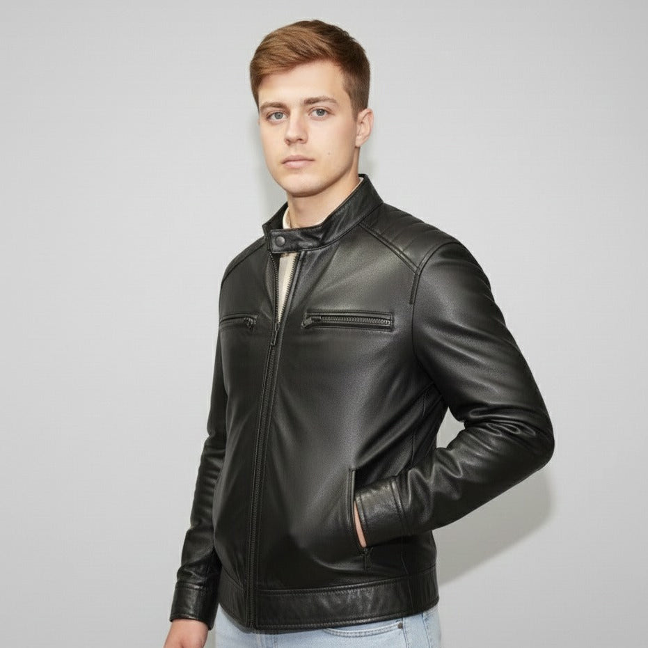 Jet Black Soft Lamb Skin Jacket