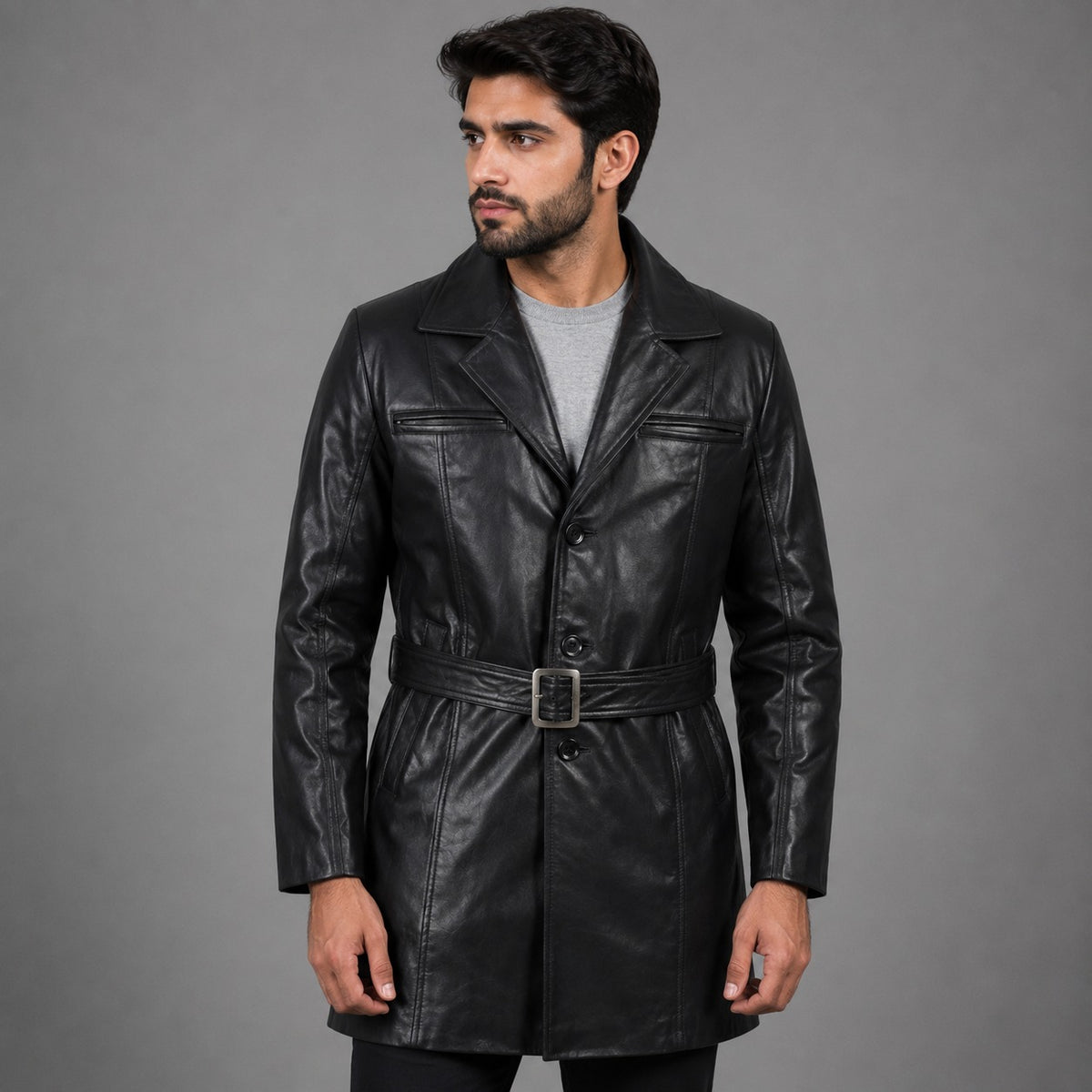 Jordan Black Leather Coat
