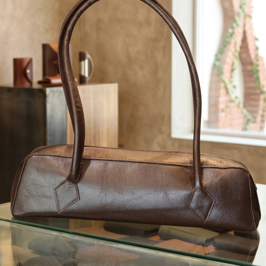 Le Teckel Brown Leather Underarm Bag