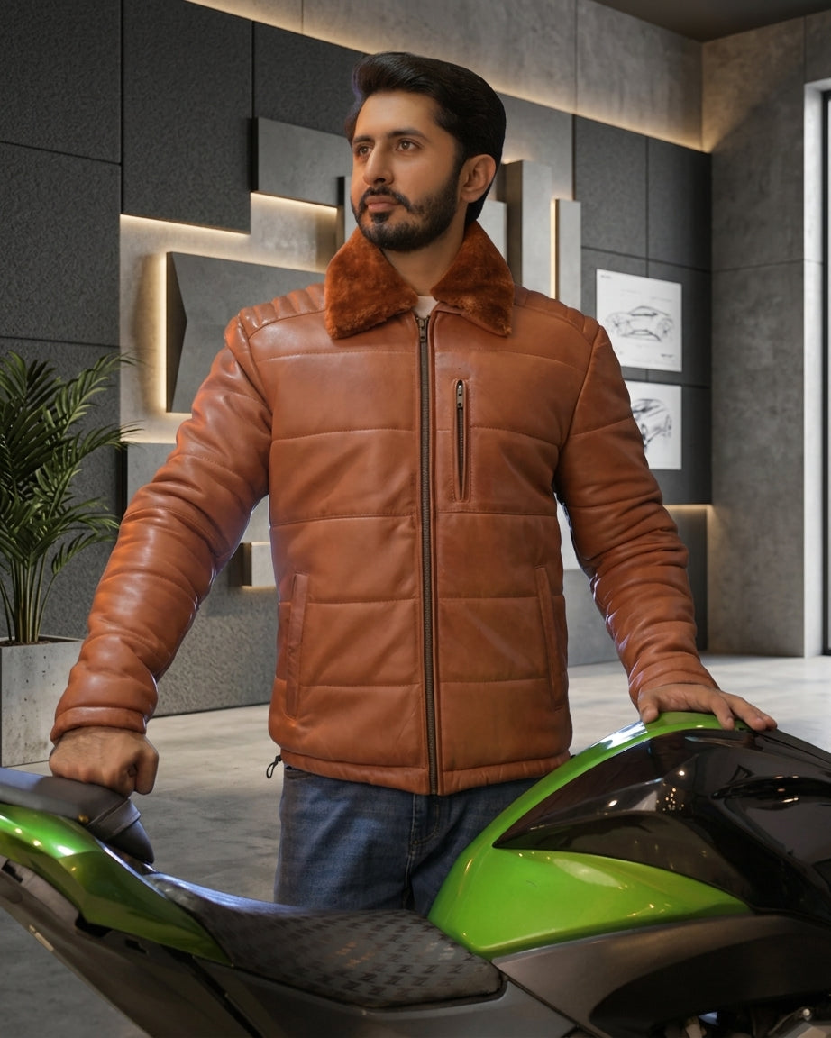 Leather Puffer Jacket Classic Sf11 (ionic brown)