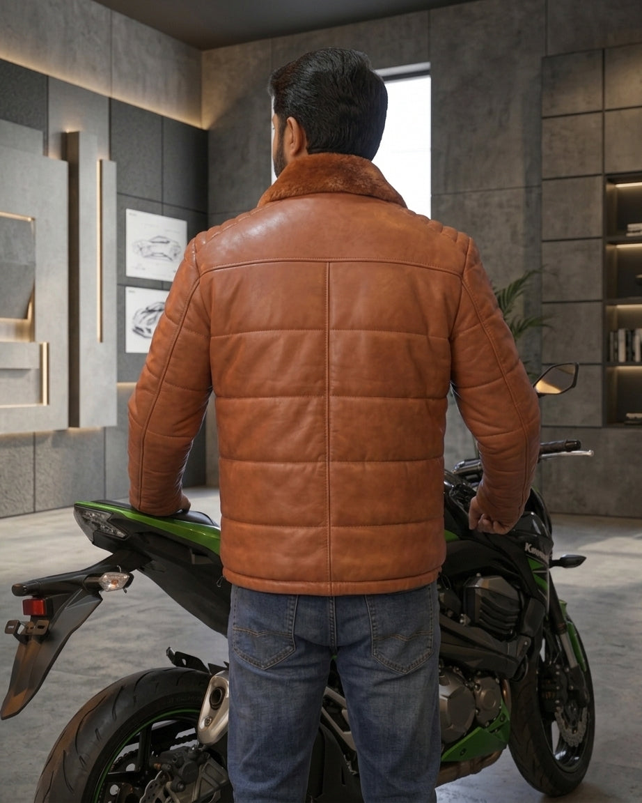 Leather Puffer Jacket Classic Sf11 (ionic brown)