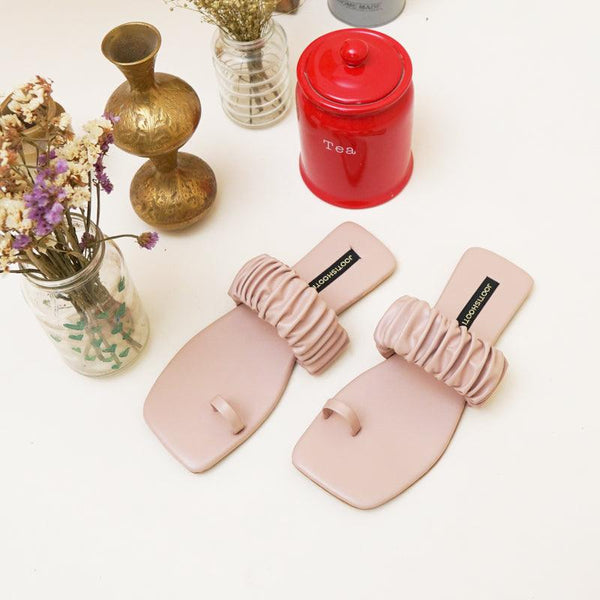 Aloha Ruffle Slides (Nude) - Jooti Shooti