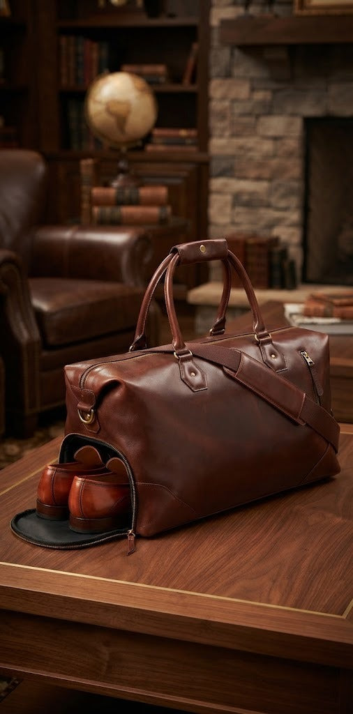 Milano Premium Leather Weekender Bag – Travel Duffle Bag