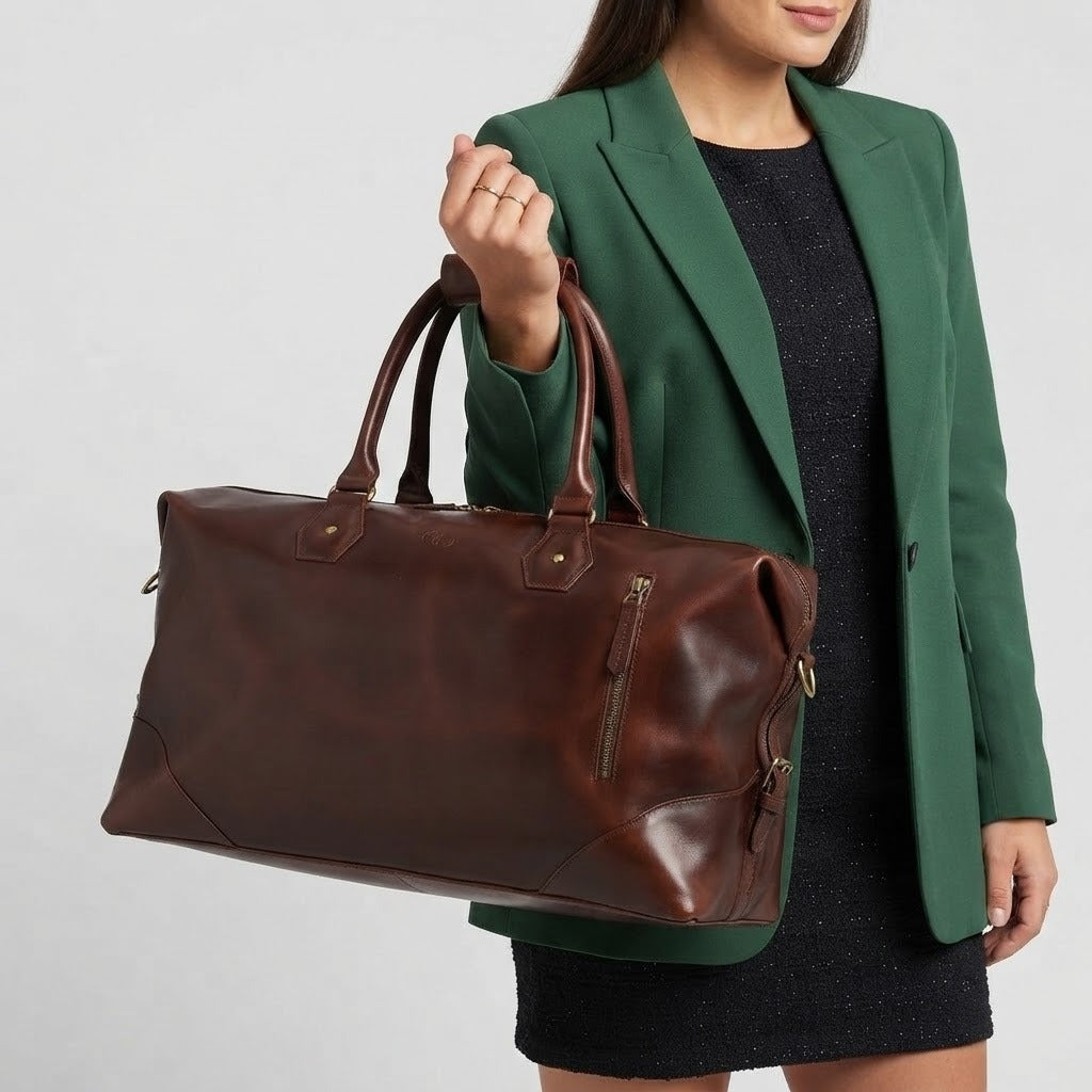 Milano Premium Leather Weekender Bag – Travel Duffle Bag