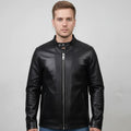 Plain Black Cow Leather Jacket