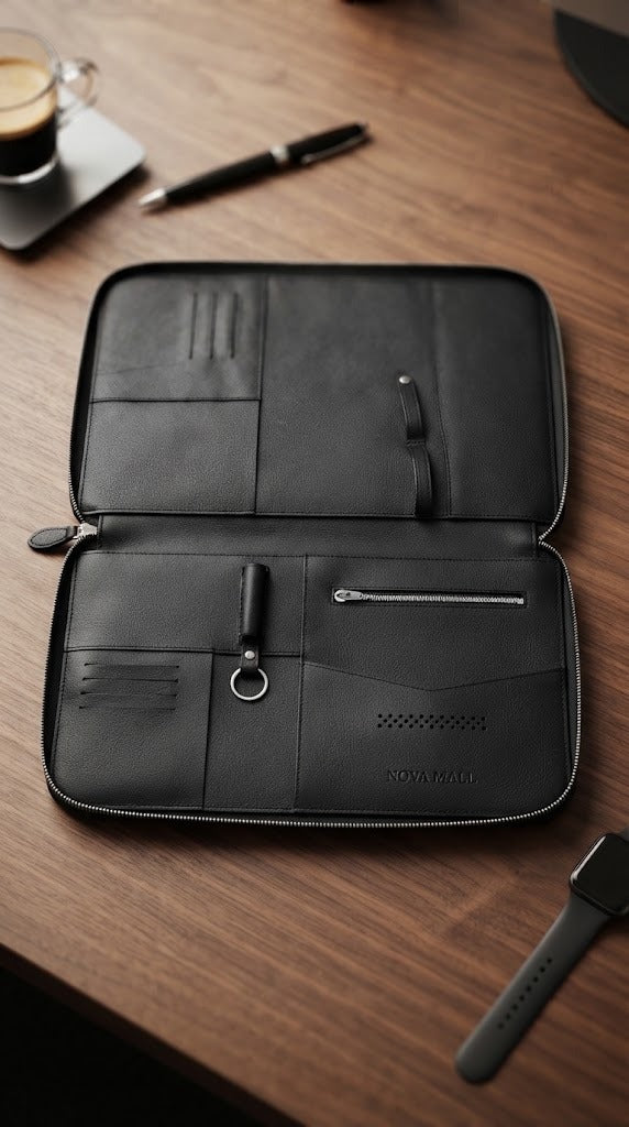 Porter Premium Leather Laptop Organizer Bag – 14″ Laptop