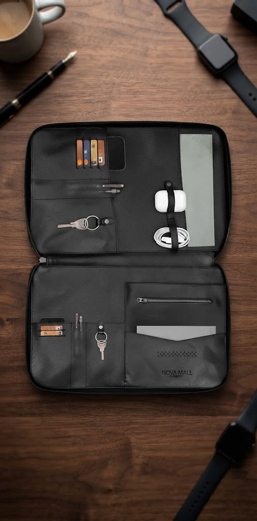 Porter Premium Leather Laptop Organizer Bag – 14″ Laptop