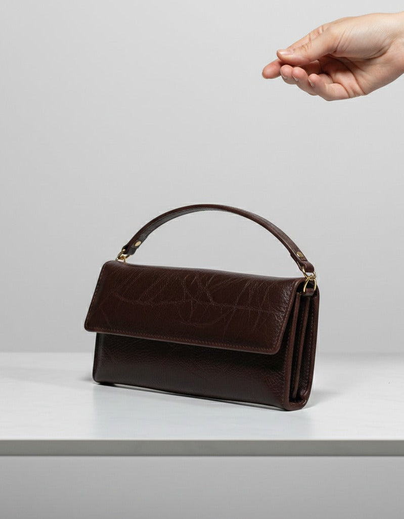 Premium Cow Leather Clutch Strap Bag