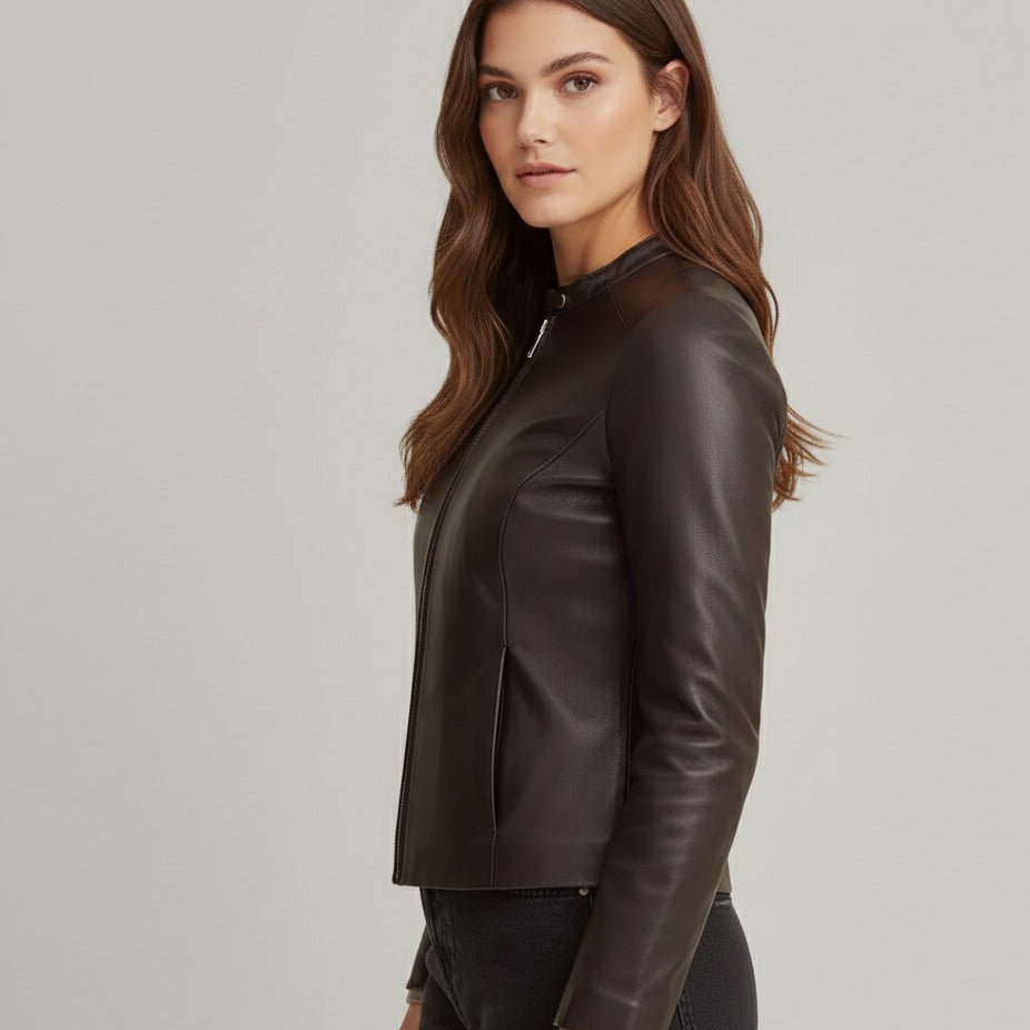 Pure Cow Leather Black Women Jacket