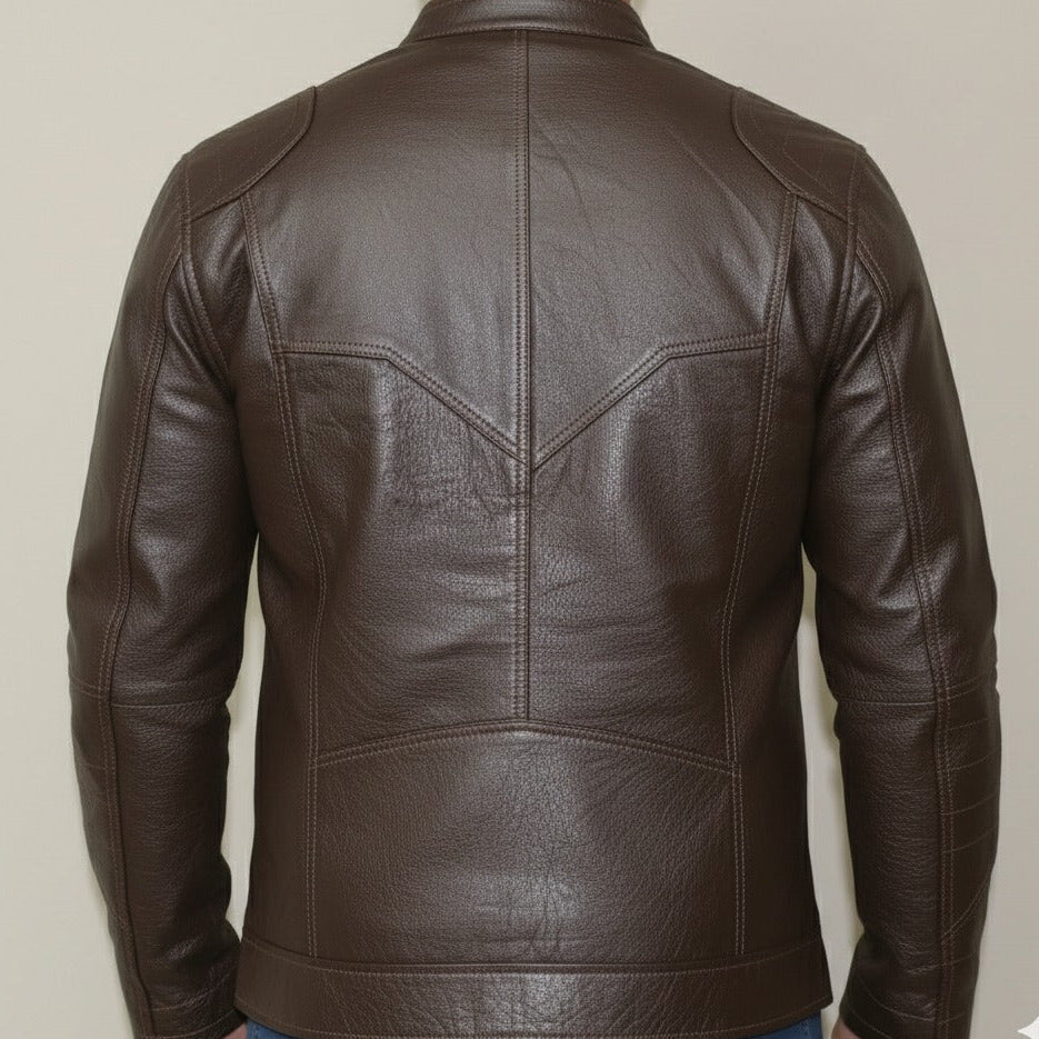 Pure Leather Casual Brown Jacket