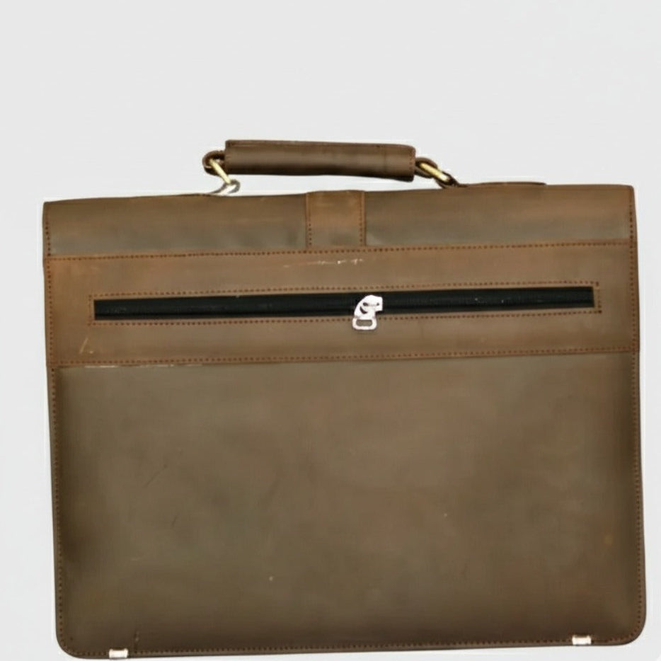 Shaded Brown Sheep Leather File Bag
