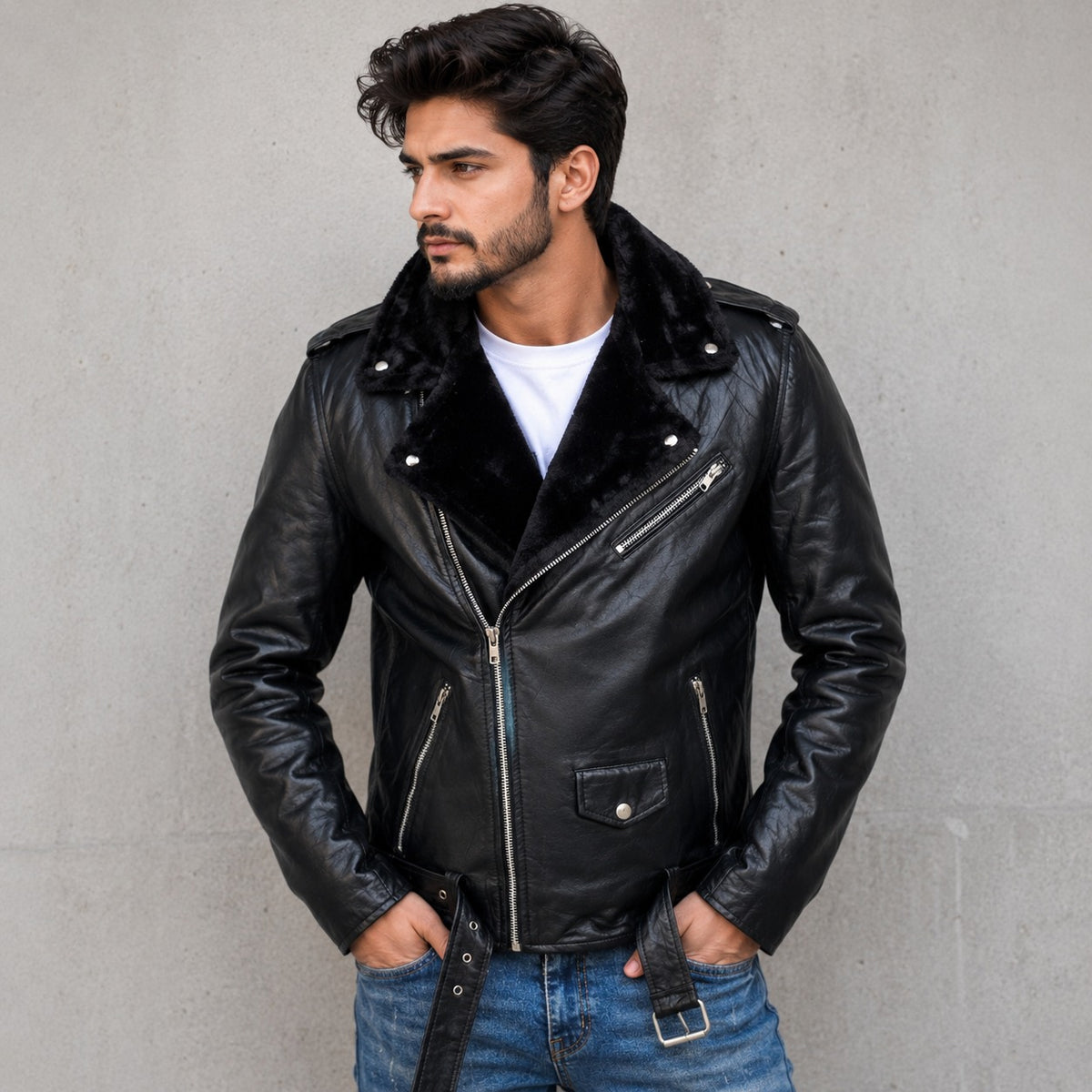 Shearling Biker Jacket