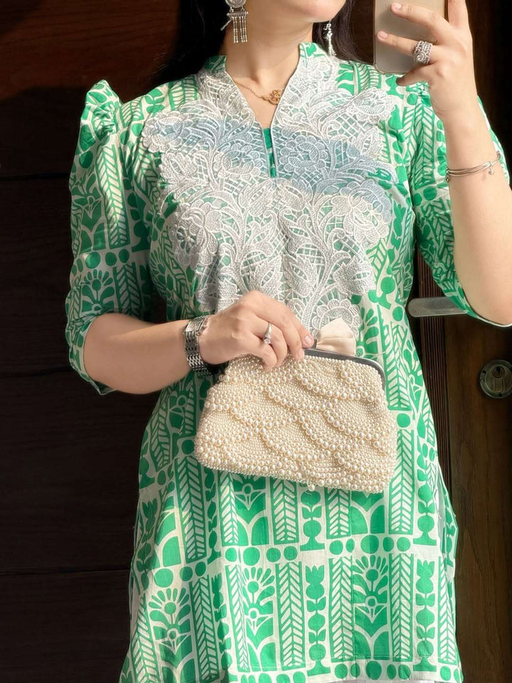 2 Piece Cotton Embroidred Co- Ord Set with Farshi Salwar