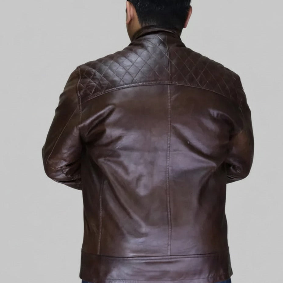 Terry Brown Lambskin Soft Biker Jacket